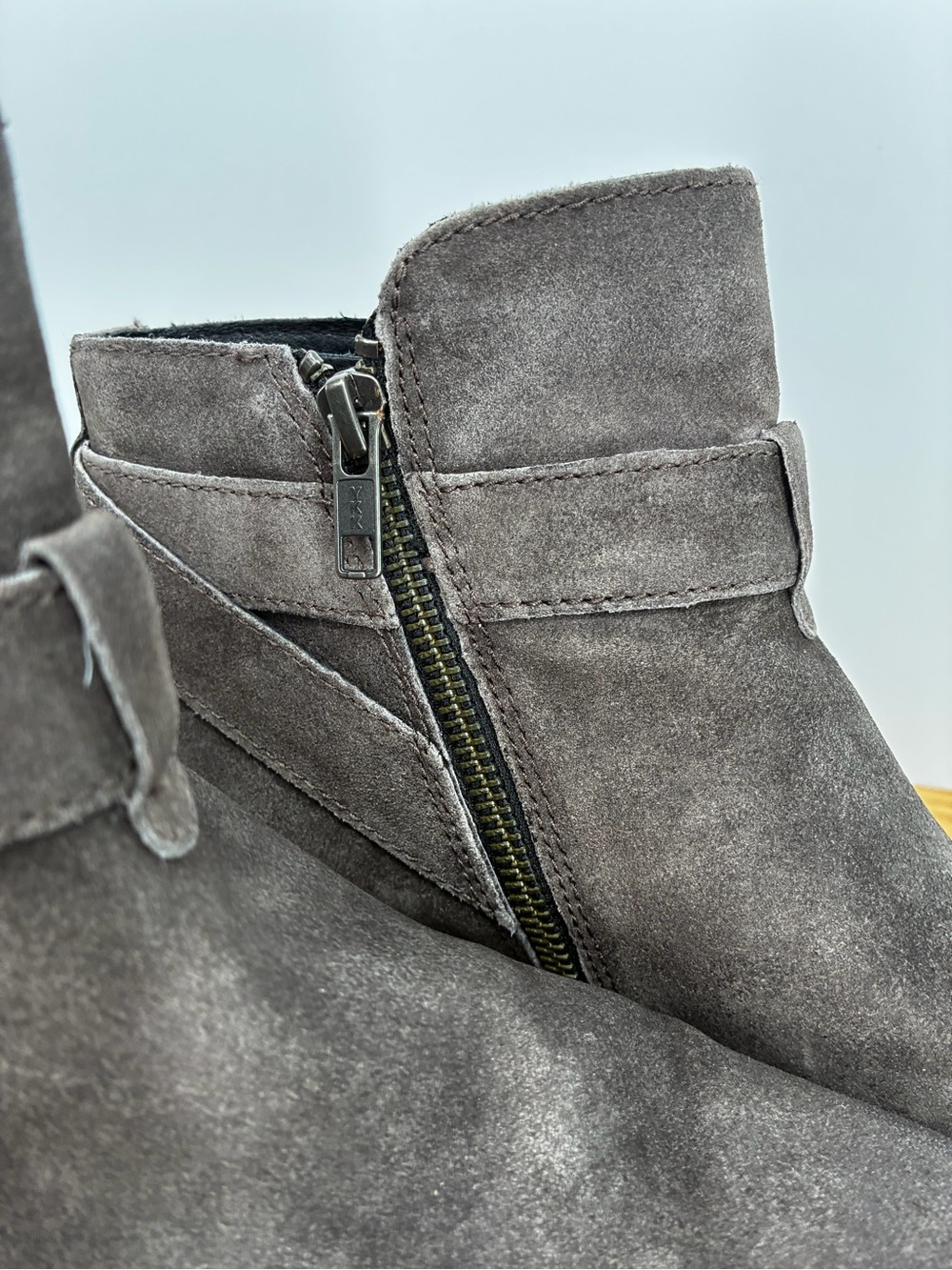 Born Jorgette Gray Nubuck Leather Buckle Ankle Booties Size 7.5 - Picture 5 of 14